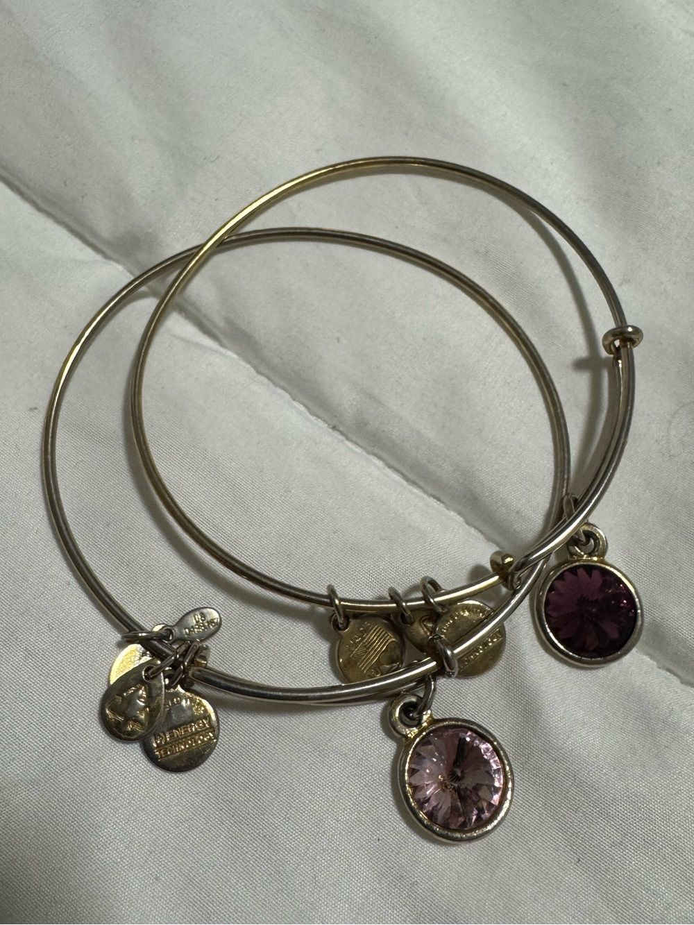 Alex and Ani Purple Birthstone Charm Bangle Bracelets